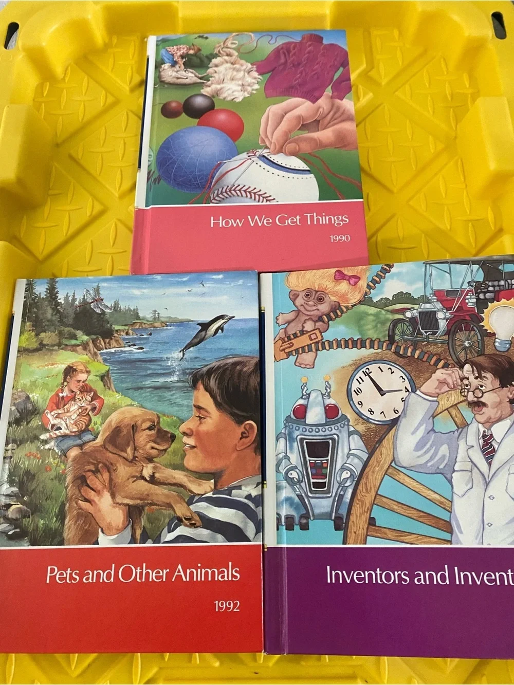 Childcraft 3 Books How We Get Things Pets & Other Animals Invetors & Inventions
